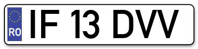 Placuta inmatriculare numar auto  IF-13-DVV, IF 13 DVV, IF13DVV