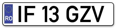 Placuta inmatriculare numar auto  IF-13-GZV, IF 13 GZV, IF13GZV