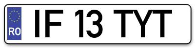 Placuta inmatriculare numar auto  IF-13-TYT, IF 13 TYT, IF13TYT