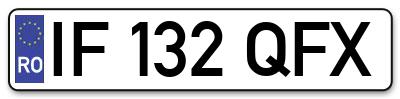 Placuta inmatriculare numar auto  IF-132-QFX, IF 132 QFX, IF132QFX