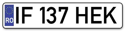 Placuta inmatriculare numar auto  IF-137-HEK, IF 137 HEK, IF137HEK