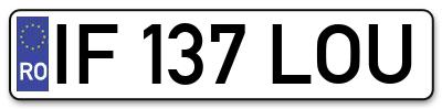 Placuta inmatriculare numar auto  IF-137-LOU, IF 137 LOU, IF137LOU