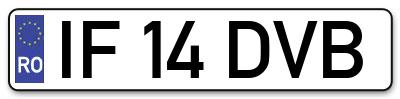 Placuta inmatriculare numar auto  IF-14-DVB, IF 14 DVB, IF14DVB