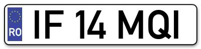 Placuta inmatriculare numar auto  IF-14-MQI, IF 14 MQI, IF14MQI