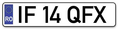 Placuta inmatriculare numar auto  IF-14-QFX, IF 14 QFX, IF14QFX
