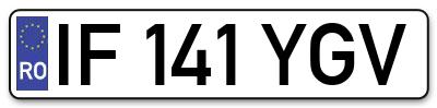 Placuta inmatriculare numar auto  IF-141-YGV, IF 141 YGV, IF141YGV