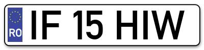 Placuta inmatriculare numar auto  IF-15-HIW, IF 15 HIW, IF15HIW