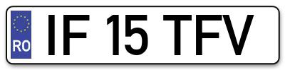Placuta inmatriculare numar auto  IF-15-TFV, IF 15 TFV, IF15TFV