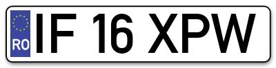 Placuta inmatriculare numar auto  IF-16-XPW, IF 16 XPW, IF16XPW