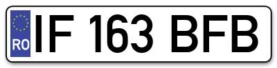 Placuta inmatriculare numar auto  IF-163-BFB, IF 163 BFB, IF163BFB