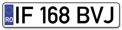 Placuta inmatriculare numar auto  IF-168-BVJ, IF 168 BVJ, IF168BVJ