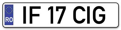 Placuta inmatriculare numar auto  IF-17-CIG, IF 17 CIG, IF17CIG