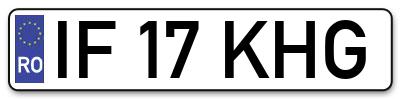 Placuta inmatriculare numar auto  IF-17-KHG, IF 17 KHG, IF17KHG