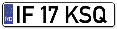 Placuta inmatriculare numar auto  IF-17-KSQ, IF 17 KSQ, IF17KSQ