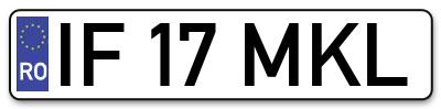 Placuta inmatriculare numar auto  IF-17-MKL, IF 17 MKL, IF17MKL