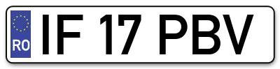 Placuta inmatriculare numar auto  IF-17-PBV, IF 17 PBV, IF17PBV