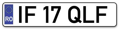 Placuta inmatriculare numar auto  IF-17-QLF, IF 17 QLF, IF17QLF