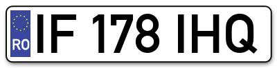 Placuta inmatriculare numar auto  IF-178-IHQ, IF 178 IHQ, IF178IHQ