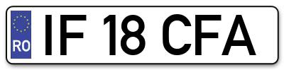 Placuta inmatriculare numar auto  IF-18-CFA, IF 18 CFA, IF18CFA