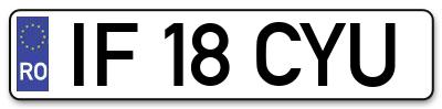 Placuta inmatriculare numar auto  IF-18-CYU, IF 18 CYU, IF18CYU
