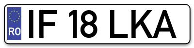 Placuta inmatriculare numar auto  IF-18-LKA, IF 18 LKA, IF18LKA