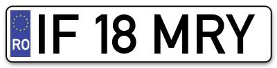 Placuta inmatriculare numar auto  IF-18-MRY, IF 18 MRY, IF18MRY