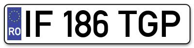 Placuta inmatriculare numar auto  IF-186-TGP, IF 186 TGP, IF186TGP