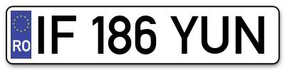 Placuta inmatriculare numar auto  IF-186-YUN, IF 186 YUN, IF186YUN