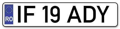 Placuta inmatriculare numar auto  IF-19-ADY, IF 19 ADY, IF19ADY