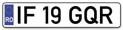 Placuta inmatriculare numar auto  IF-19-GQR, IF 19 GQR, IF19GQR