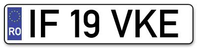 Placuta inmatriculare numar auto  IF-19-VKE, IF 19 VKE, IF19VKE