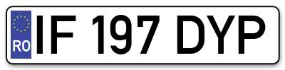 Placuta inmatriculare numar auto  IF-197-DYP, IF 197 DYP, IF197DYP