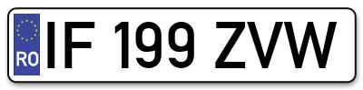 Placuta inmatriculare numar auto  IF-199-ZVW, IF 199 ZVW, IF199ZVW