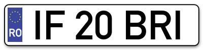 Placuta inmatriculare numar auto  IF-20-BRI, IF 20 BRI, IF20BRI