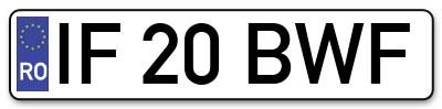 Placuta inmatriculare numar auto  IF-20-BWF, IF 20 BWF, IF20BWF