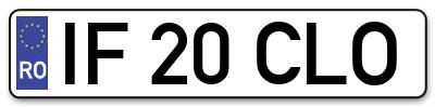 Placuta inmatriculare numar auto  IF-20-CLO, IF 20 CLO, IF20CLO