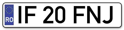 Placuta inmatriculare numar auto  IF-20-FNJ, IF 20 FNJ, IF20FNJ