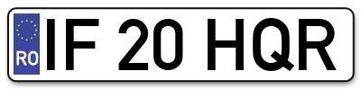 Placuta inmatriculare numar auto  IF-20-HQR, IF 20 HQR, IF20HQR
