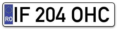 Placuta inmatriculare numar auto  IF-204-OHC, IF 204 OHC, IF204OHC