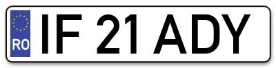 Placuta inmatriculare numar auto  IF-21-ADY, IF 21 ADY, IF21ADY