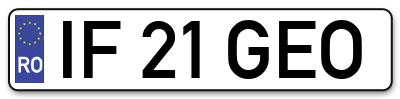 Placuta inmatriculare numar auto  IF-21-GEO, IF 21 GEO, IF21GEO