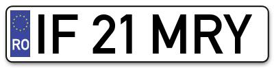 Placuta inmatriculare numar auto  IF-21-MRY, IF 21 MRY, IF21MRY