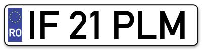 Placuta inmatriculare numar auto  IF-21-PLM, IF 21 PLM, IF21PLM