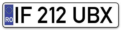 Placuta inmatriculare numar auto  IF-212-UBX, IF 212 UBX, IF212UBX