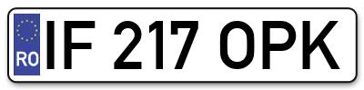 Placuta inmatriculare numar auto  IF-217-OPK, IF 217 OPK, IF217OPK