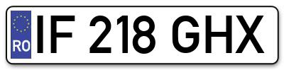 Placuta inmatriculare numar auto  IF-218-GHX, IF 218 GHX, IF218GHX