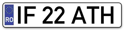 Placuta inmatriculare numar auto  IF-22-ATH, IF 22 ATH, IF22ATH