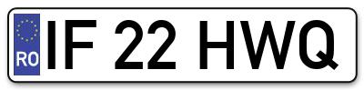 Placuta inmatriculare numar auto  IF-22-HWQ, IF 22 HWQ, IF22HWQ