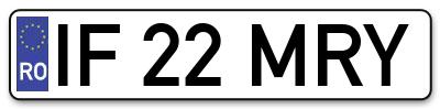 Placuta inmatriculare numar auto  IF-22-MRY, IF 22 MRY, IF22MRY