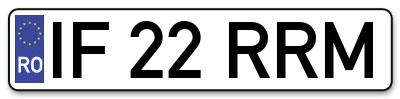 Placuta inmatriculare numar auto  IF-22-RRM, IF 22 RRM, IF22RRM